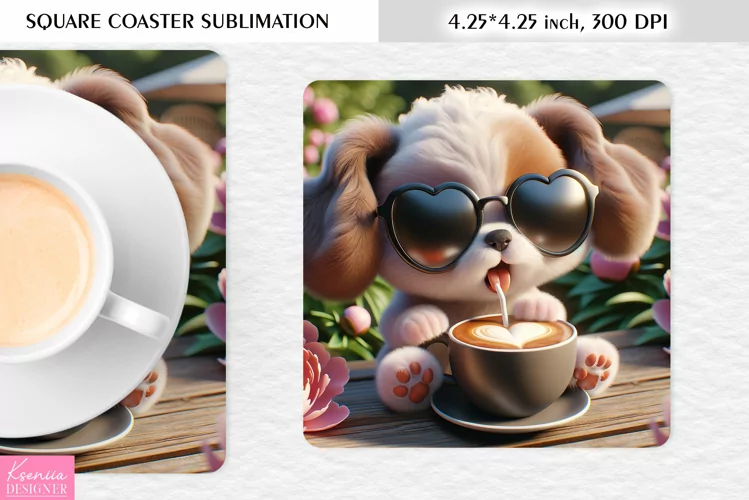 Summer Flower|Cartoon Animal Design l Floral Square Coaster