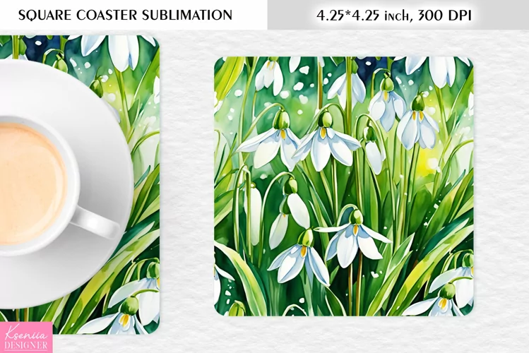 Spring Wild Flowers|Mothers Day Square Coaster Design