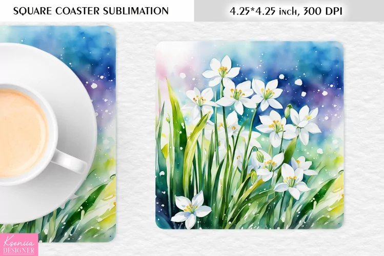 Wild Flowers|Mothers Day Square Coaster Design