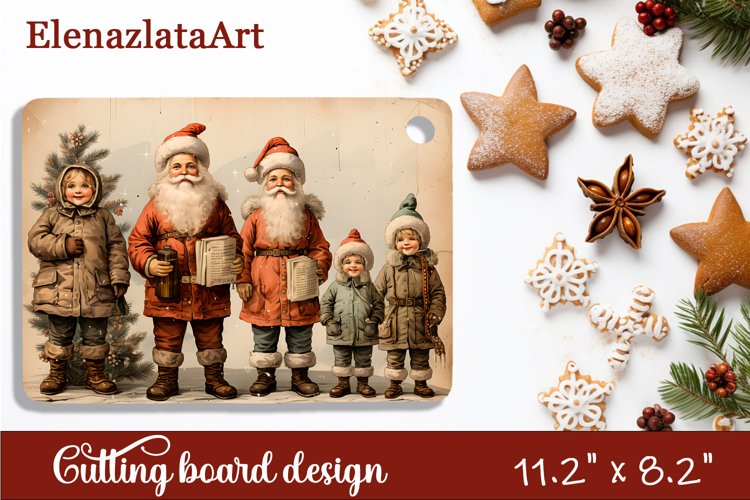 Sublimation Cutting board retro christmas, Winter example image 1