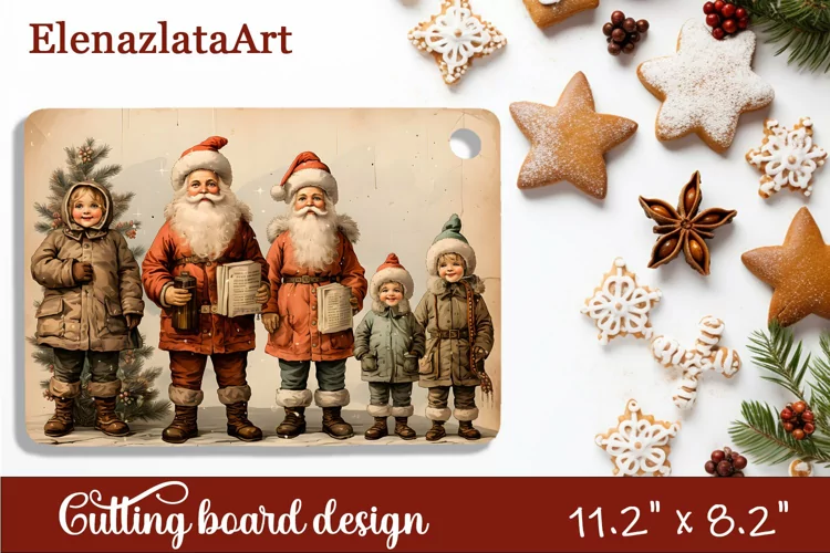 Sublimation Cutting board retro christmas, Winter