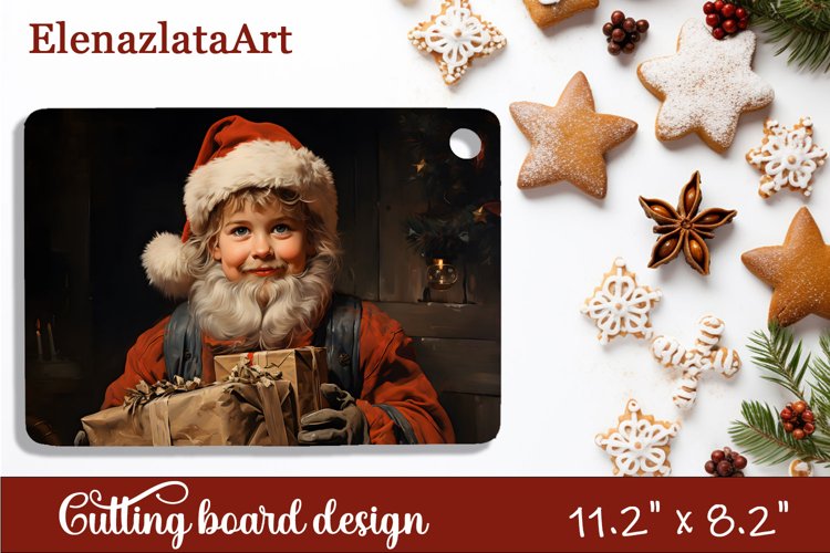 Sublimation Cutting board retro christmas, Winter example image 1