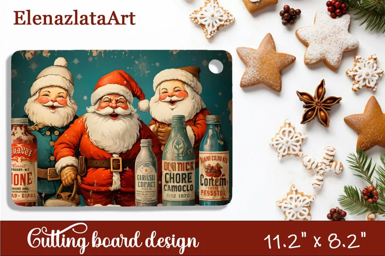 Sublimation Cutting board retro christmas, Winter