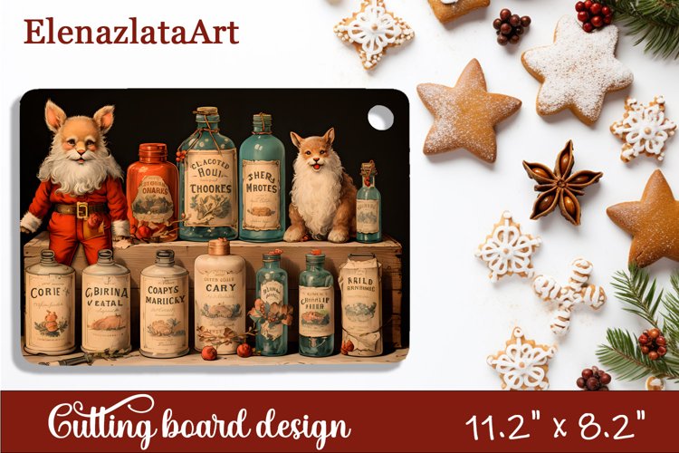Sublimation Cutting board retro christmas, Winter example image 1