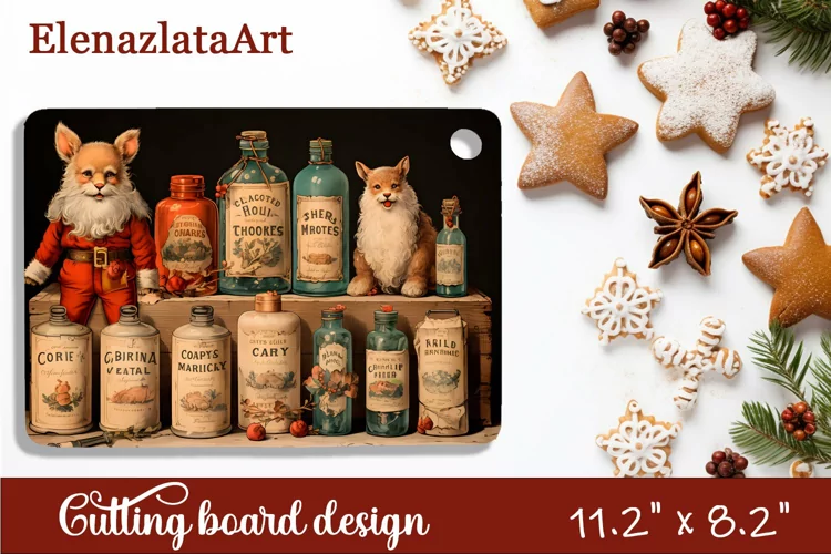 Sublimation Cutting board retro christmas, Winter