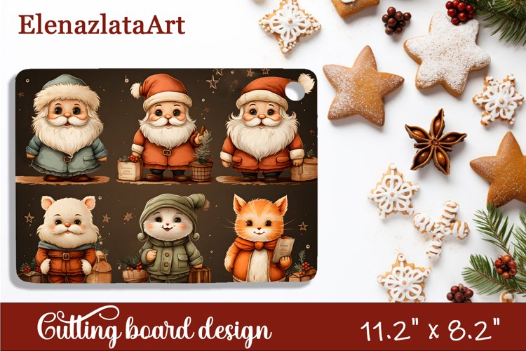 Sublimation Cutting board retro christmas, Winter example image 1