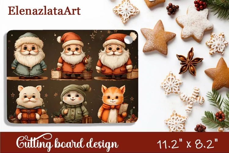 Sublimation Cutting board retro christmas, Winter