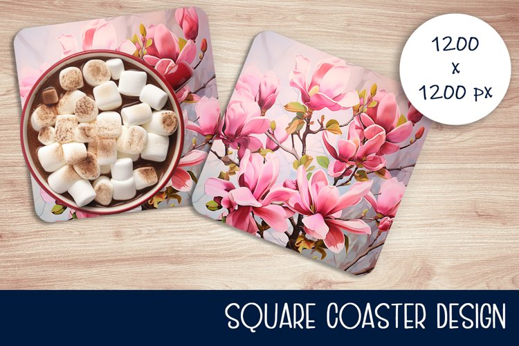 Square coasters |spring magnolia flowers