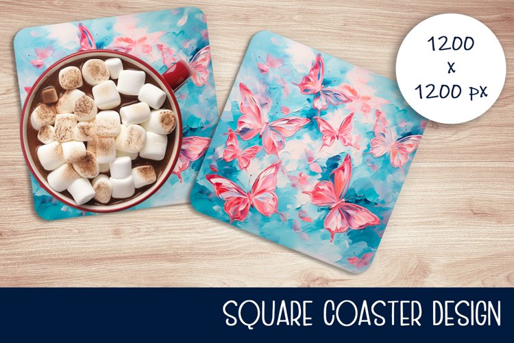 Square Coaster Designs Butterflies | Sublimation