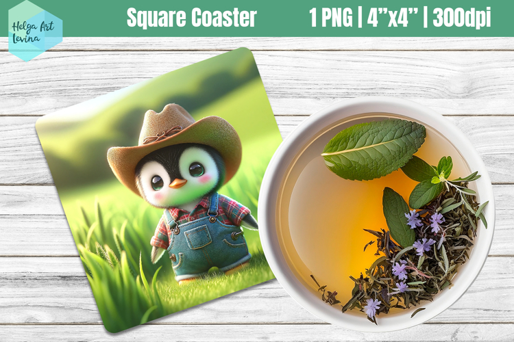 Square Coasters Sublimation | Farm animal