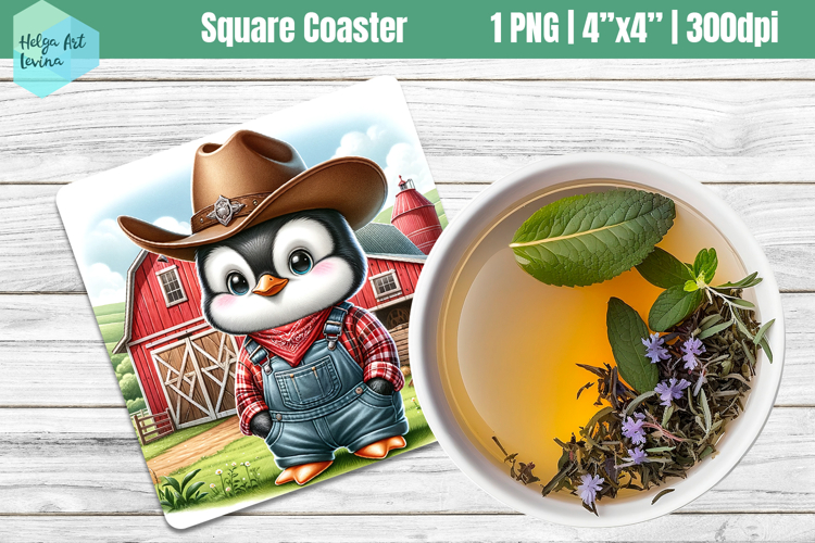 Square Coasters Sublimation | Farm animal