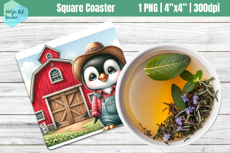 Square Coasters Sublimation | Farm animal