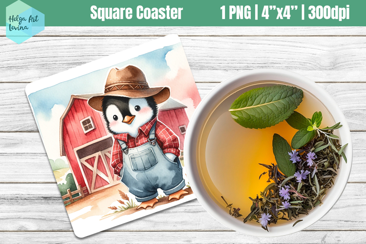 Square Coasters Sublimation | Farm animal