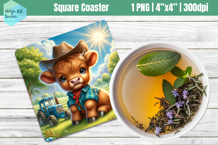 Square Coasters Sublimation | Farm animal