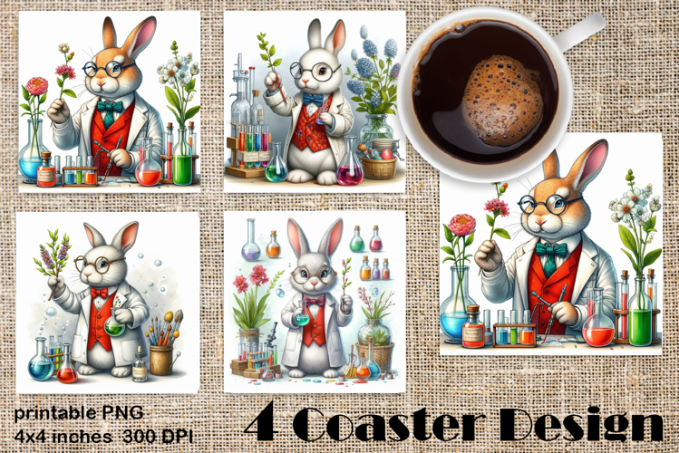 Happy Easter Square Coaster Sublimation. Funny bunny
