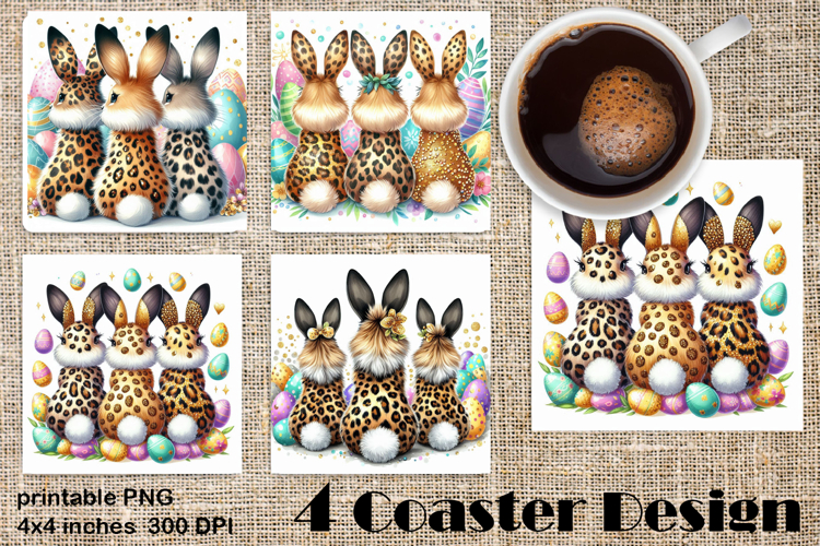 Happy Easter Square Coaster Sublimation. Funny bunny