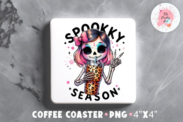 Halloween Square Coaster, Coffee Square Coaster Sublimation Png,  Square Coaster Png