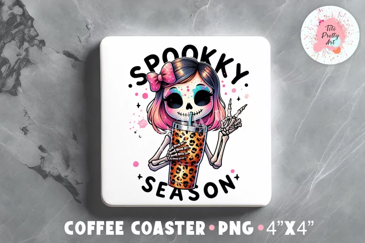 Square Coaster Halloween Spooky Season Sublimation Design