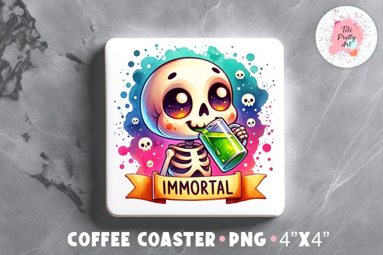 Immortal Square Coaster, Coffee Square Coaster Sublimation Png,  Square Coaster Png