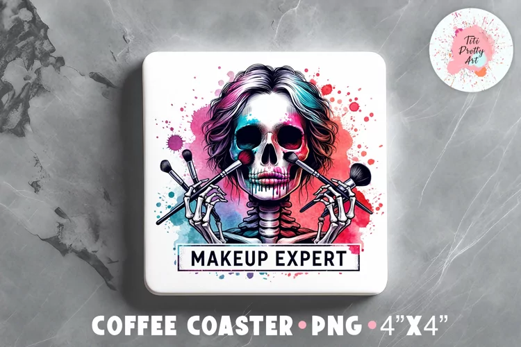 Square Coaster Makeup Artist Sublimation Design Png