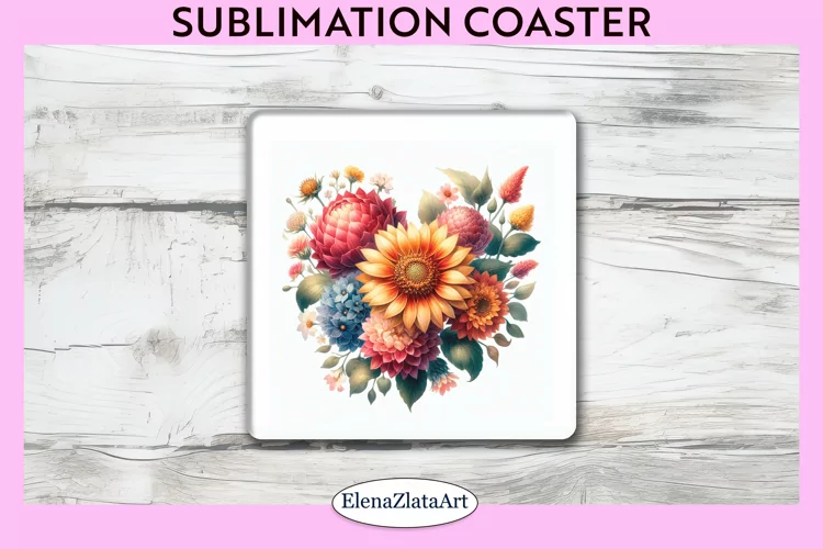 SunFlowers Square Coaster | Sublimation Coaster