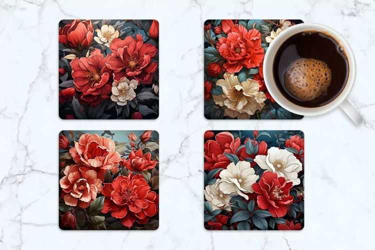 Camelia's Flowers Square Coasters | Square Coaster