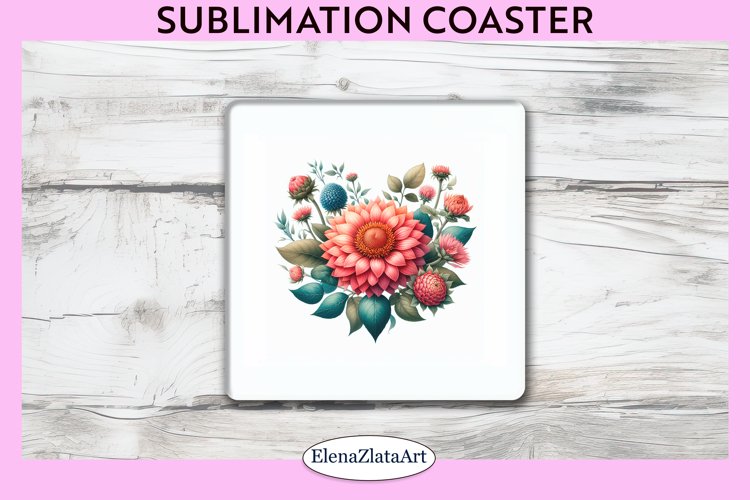 SunFlowers Square Coaster | Sublimation Coaster example image 1