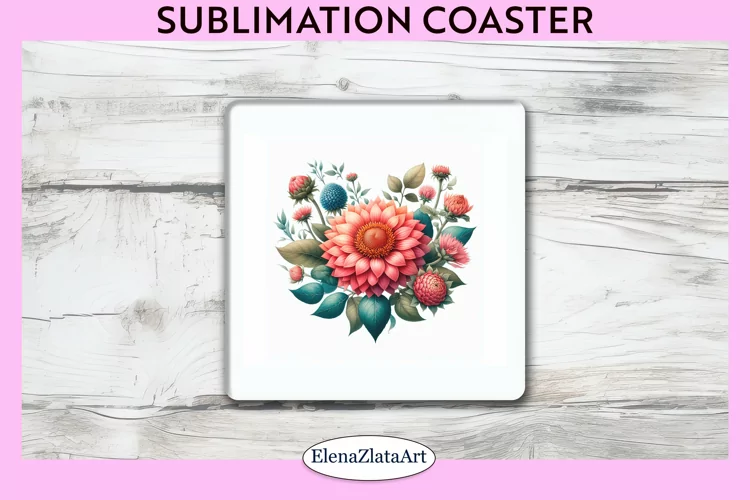 SunFlowers Square Coaster | Sublimation Coaster