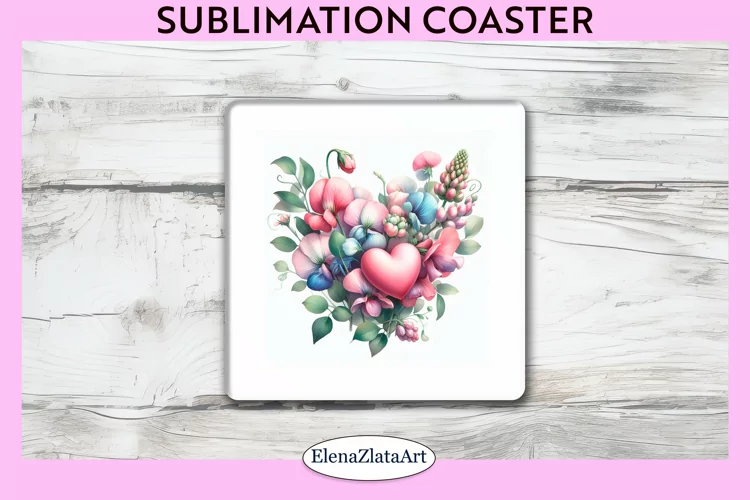 violet Flowers Square Coaster | Sublimation Coaster