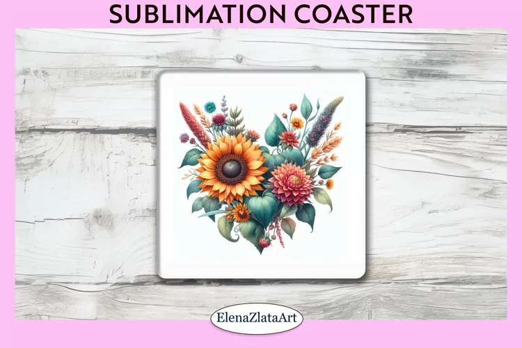 SunFlowers Square Coaster | Sublimation Coaster