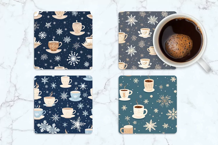 Winter Pattern Square Coaster | Square Coaster