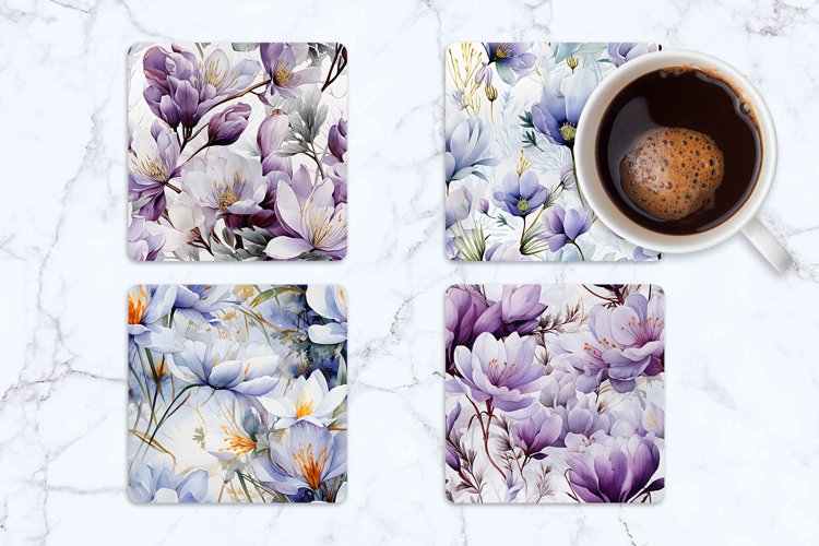 Crocuses Flower Square Coasters | Square Coaster Sublimation example image 1