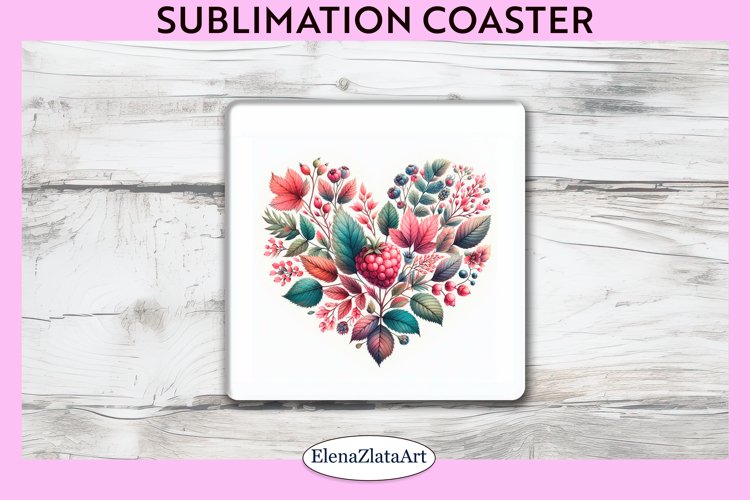 Forest berries Square Coaster | Sublimation Coaster example image 1