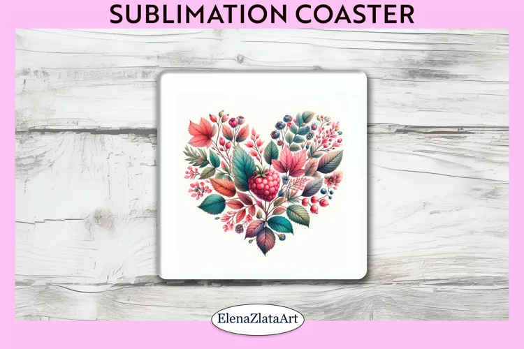 Forest berries Square Coaster | Sublimation Coaster