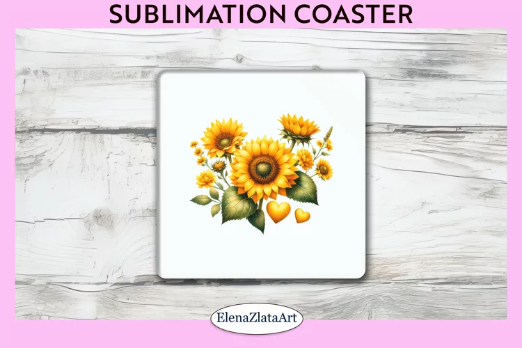 SunFlowers Square Coaster | Sublimation Coaster