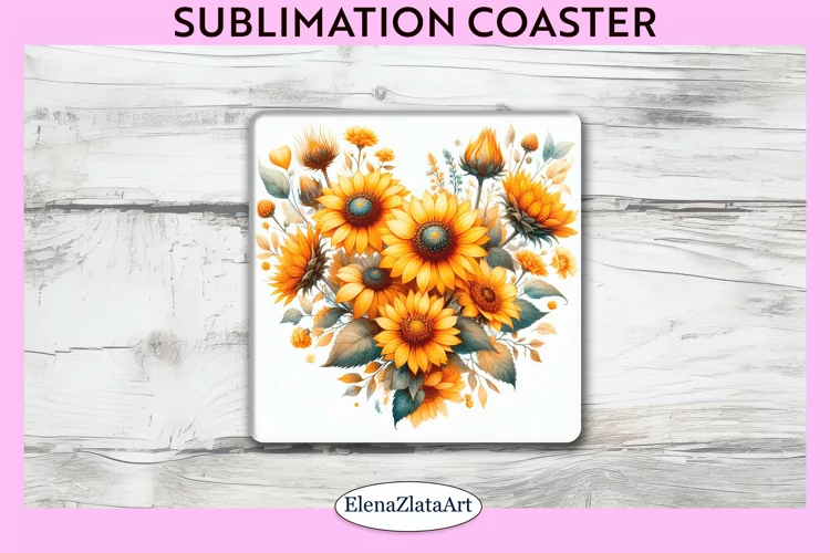 SunFlowers Square Coaster | Sublimation Coaster