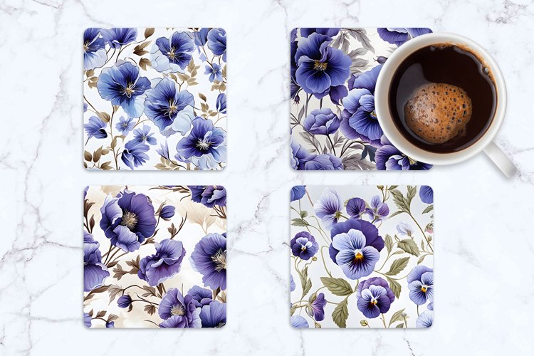 Pansy Flowers Square Coasters | Square Coaster Sublimation
