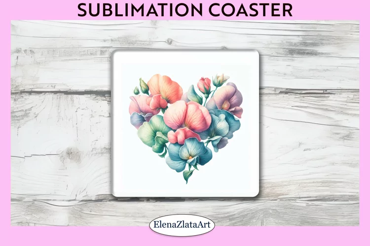 violet Flowers Square Coaster | Sublimation Coaster