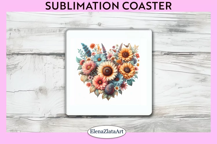 SunFlowers Square Coaster | Sublimation Coaster
