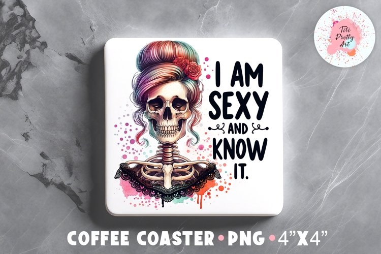 Square Coaster Skeleton Mom Sublimation Design Png, Mom Png
