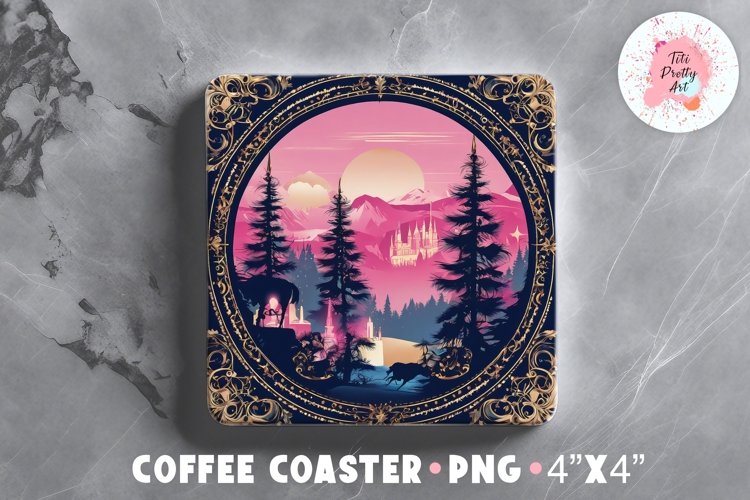 Square Coaster Pink Christmas Sublimation Design Png