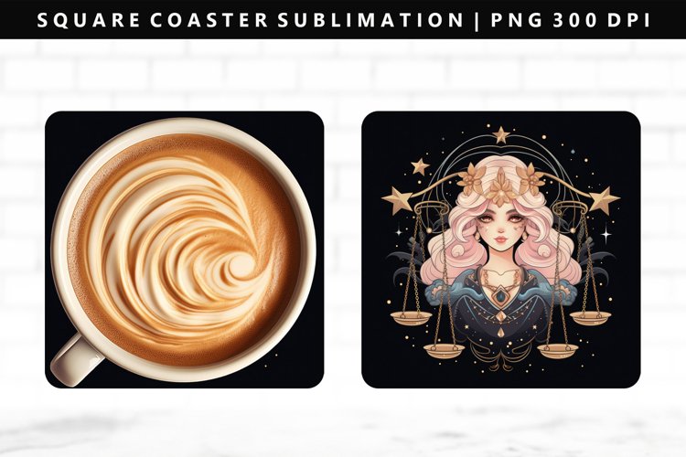 Zodiac Sign Square Coaster Design | Square Coaster PNG
