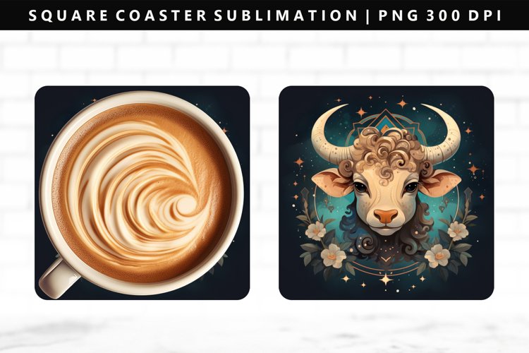 Taurus Square Coaster Design | Square Coaster PNG