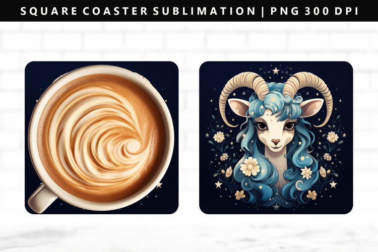 Capricorn Square Coaster Design | Square Coaster PNG