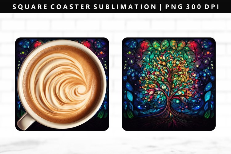 Tree Square Coaster Design | Square Coaster PNG