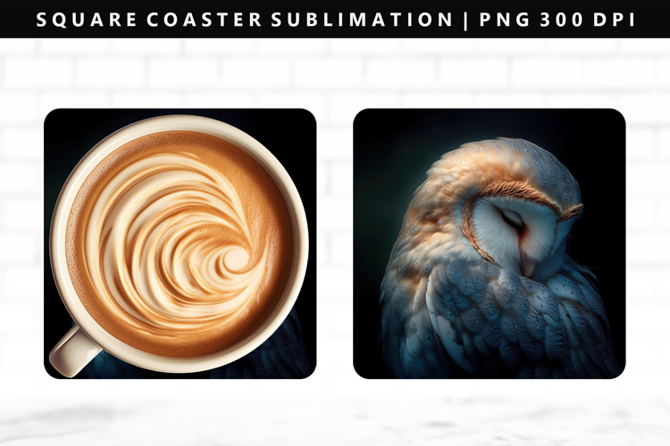 Owl Square Coaster Design | Square Coaster PNG
