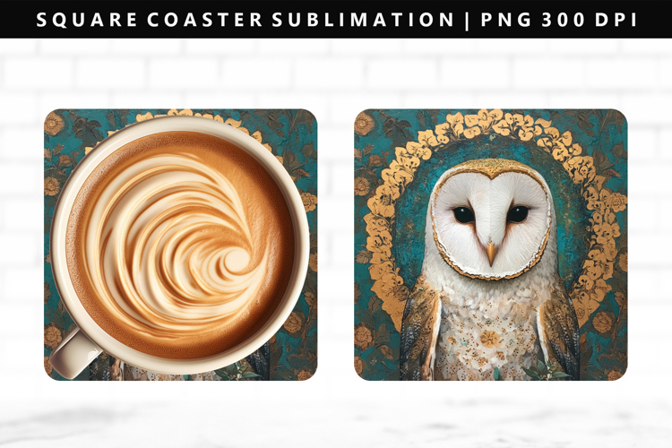 Owl Square Coaster Design | Square Coaster PNG