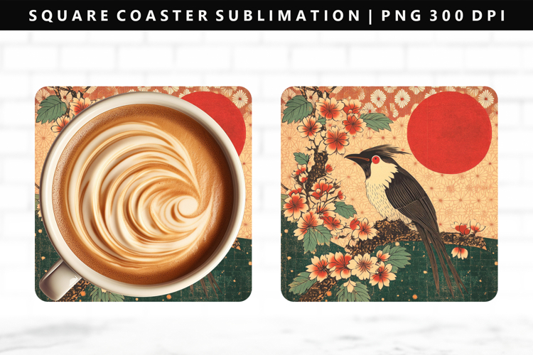 Hanafuda Square Coaster Design | Square Coaster PNG