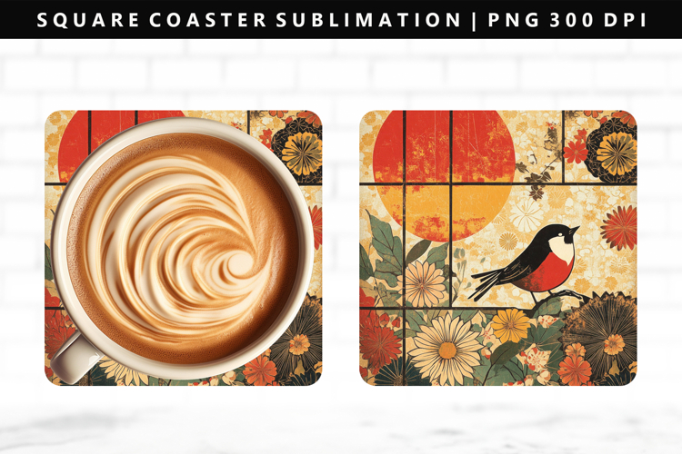 Hanafuda Square Coaster Design | Square Coaster PNG