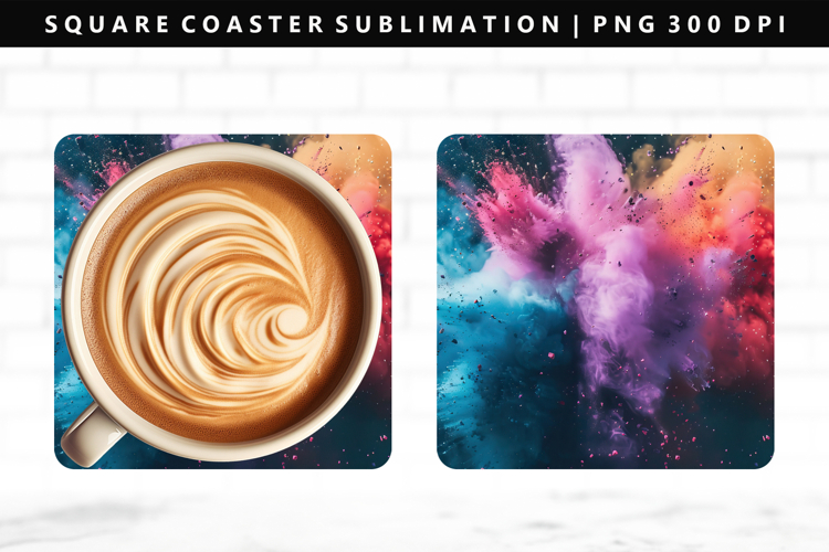Rainbow Square Coaster Design | Square Coaster PNG